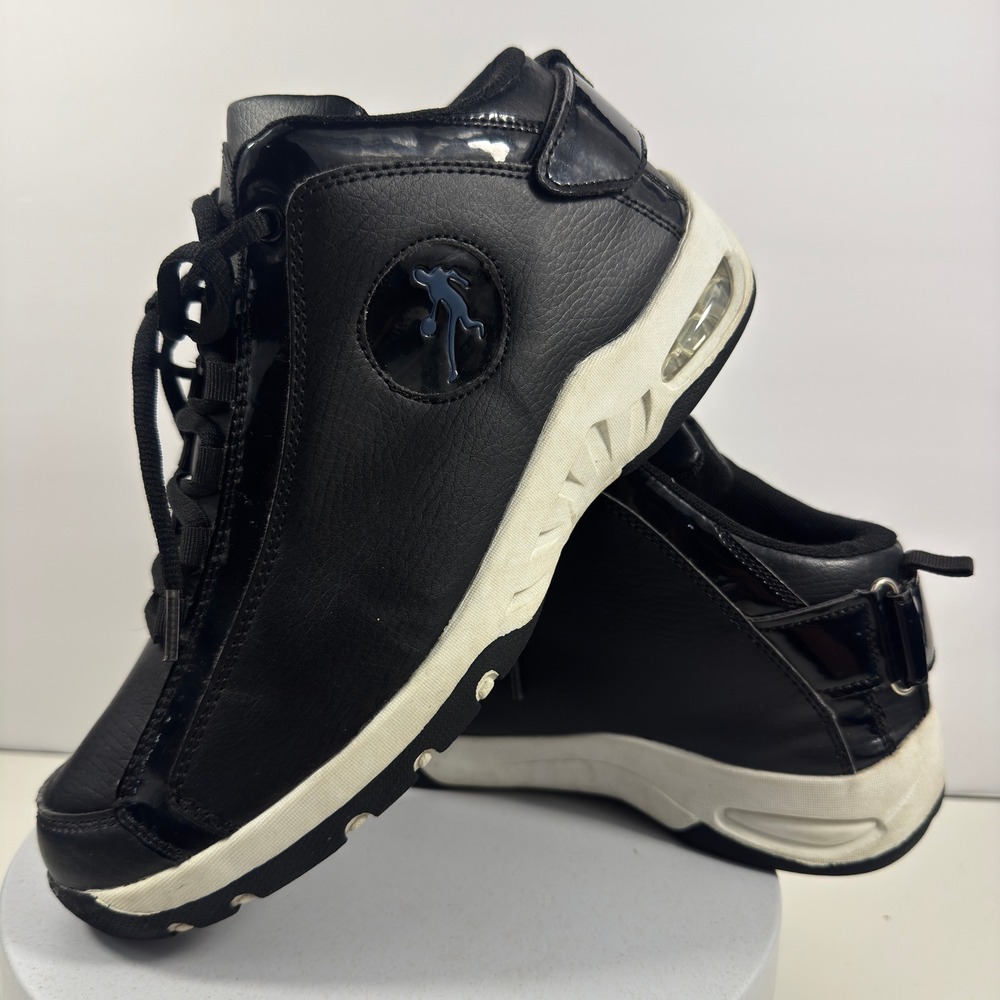 AND1 Mens Basketball Sneakers Black White Patent Leather Air Mid Top Size 9.5